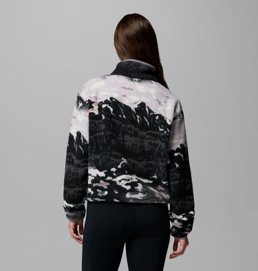 Women's Helvetia II Cropped Sherpa Half Snap Printed Fleece, Color: Shale Purple Sisters, Shale Purple, image 11