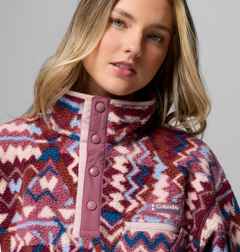 Polaire Sherpa Courte Semi-boutonn&eacute;e avec Imprim&eacute; Helvetia II Femme, Color: Antique Mauve, Geomix, image 5