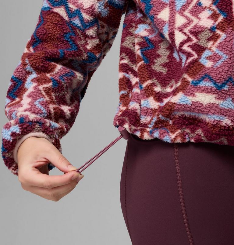 Polaire Sherpa Courte Semi-boutonn&eacute;e avec Imprim&eacute; Helvetia II Femme, Color: Antique Mauve, Geomix, image 6