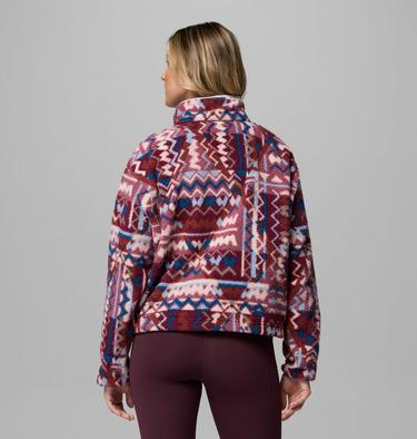 Women's Helvetia II Cropped Sherpa Half Snap Printed Fleece, Color: Antique Mauve, Geomix, image 15