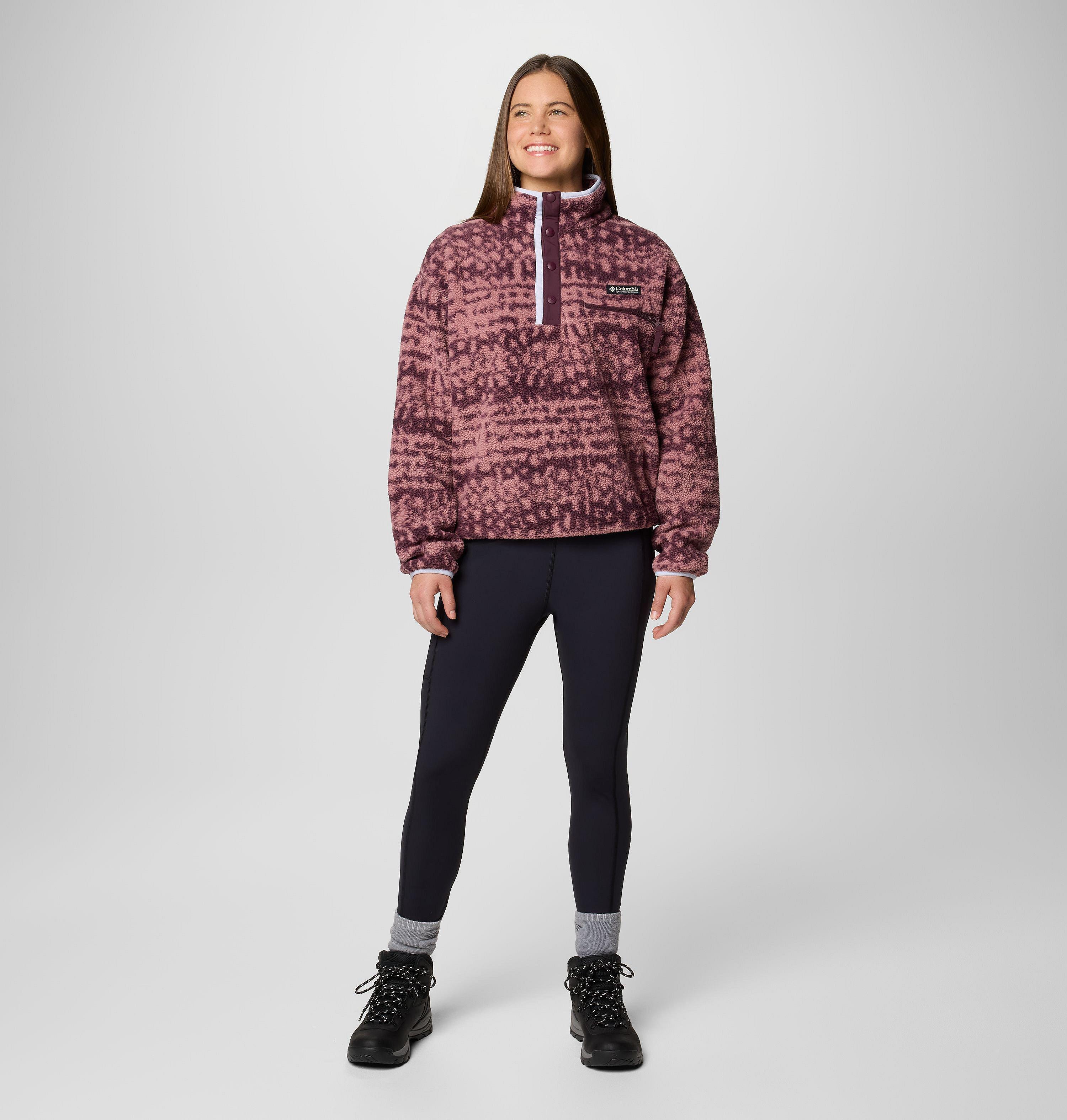 Women's Helvetia II Printed Cropped Half Snap Fleece Pullover 3