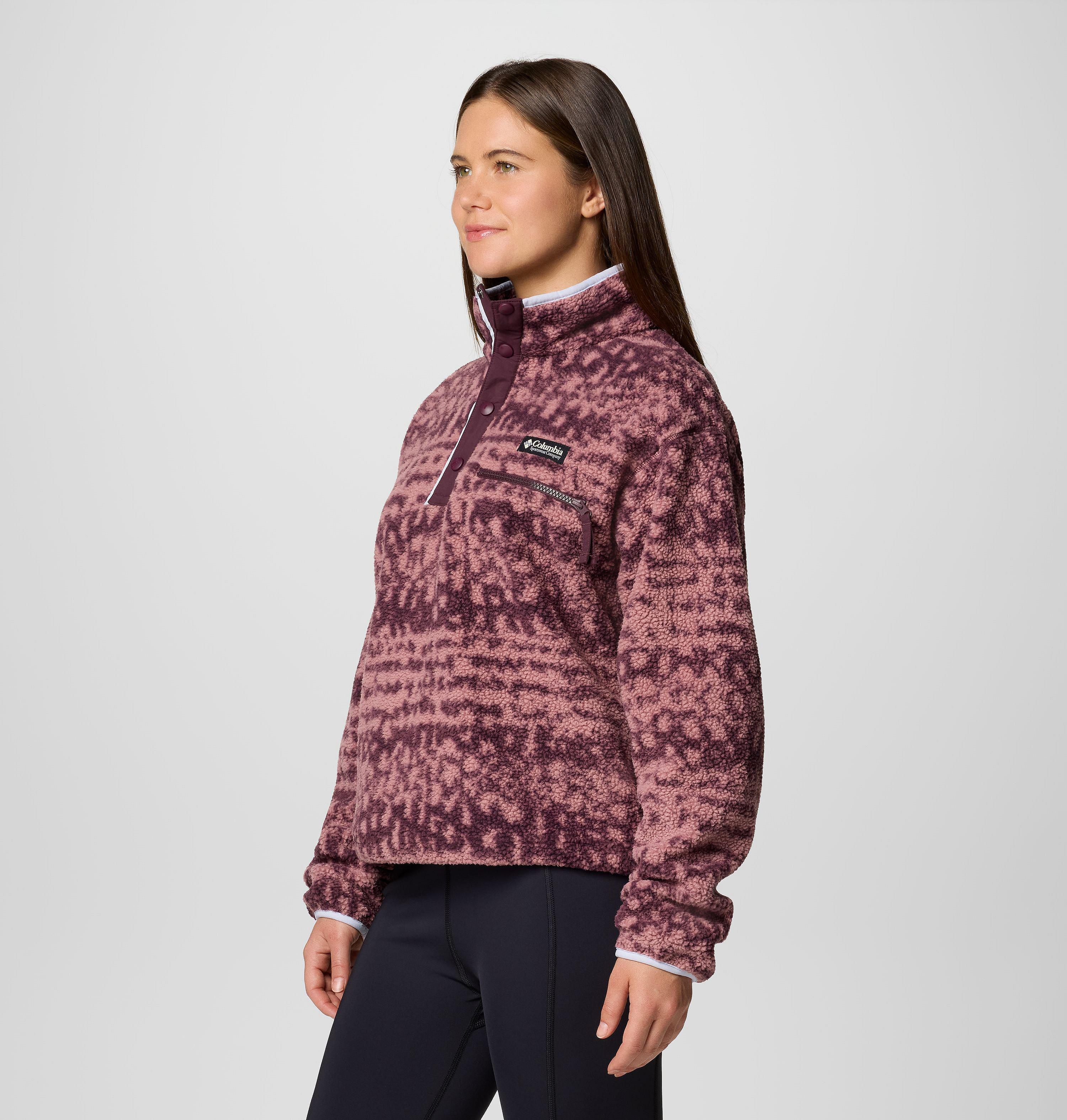 Women's Helvetia II Printed Cropped Half Snap Fleece Pullover 4