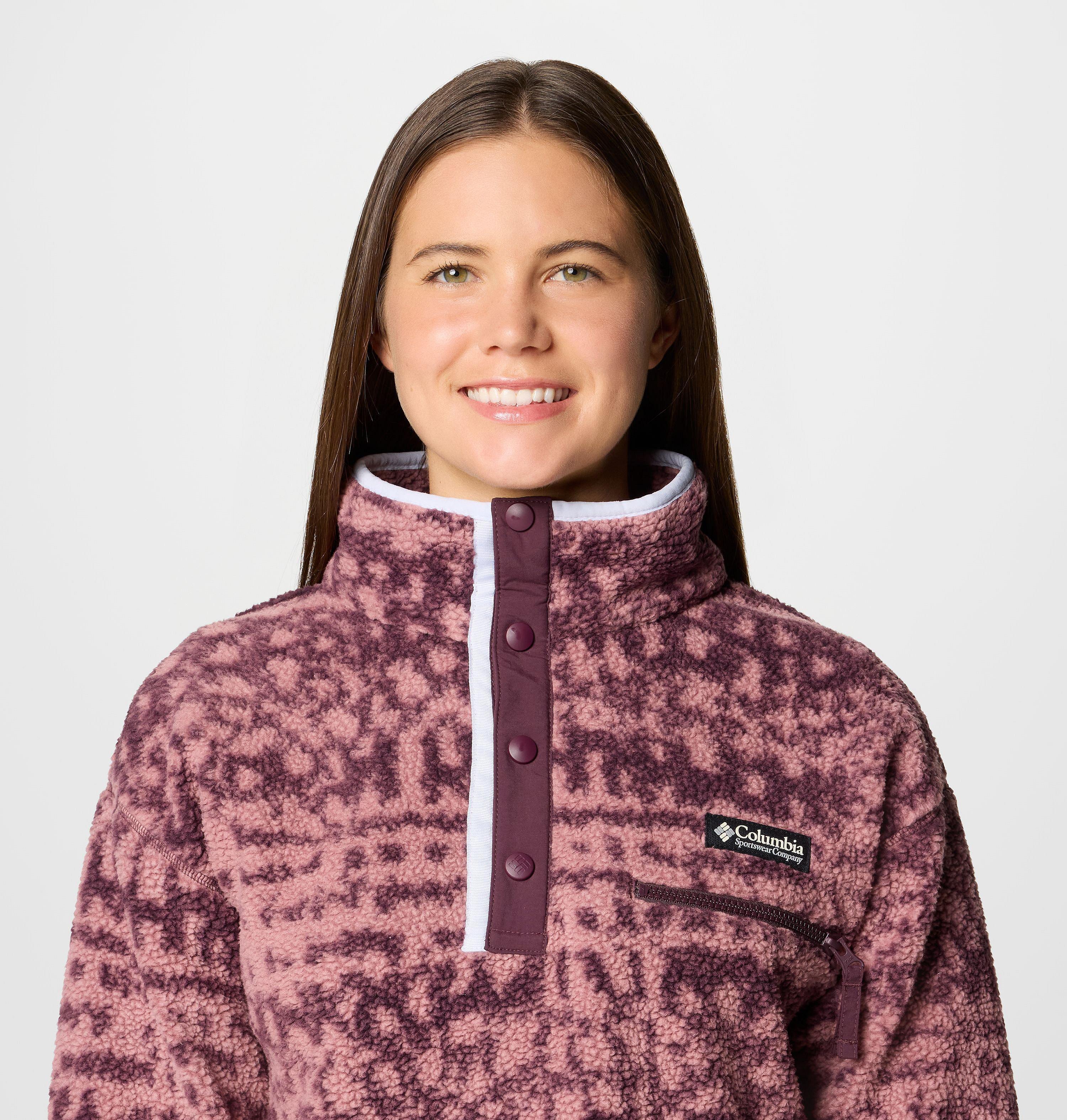 Women's Helvetia II Printed Cropped Half Snap Fleece Pullover 5