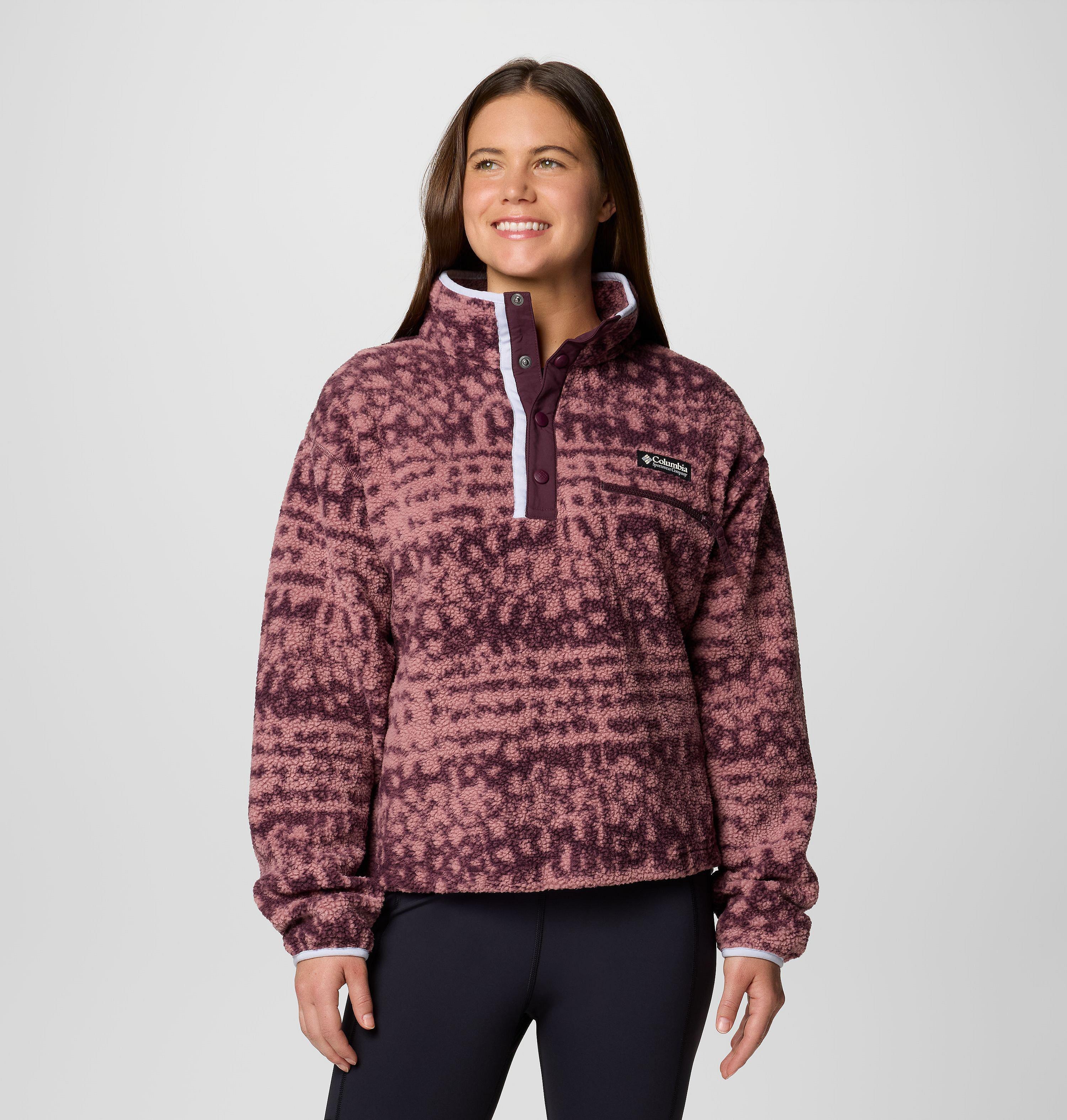 Women's Helvetia II Printed Cropped Half Snap Fleece Pullover