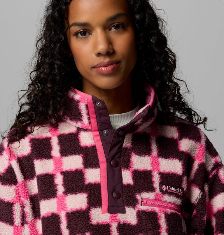 Polaire Sherpa Courte Semi-boutonn&eacute;e avec Imprim&eacute; Helvetia II Femme, Color: Moonvista, Geostack, image 5