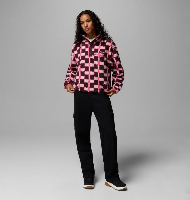 Polaire Sherpa Courte Semi-boutonn&eacute;e avec Imprim&eacute; Helvetia II Femme, Color: Moonvista, Geostack, image 2