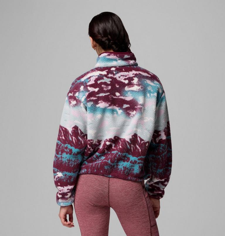Helvetia II Printed Cropped Half Snap, Color: Rich Wine Sisters, Rich Wine, image 3