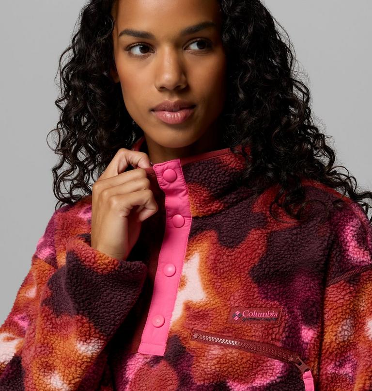 Helvetia II gecropptes Sherpa Half Snap Fleece mit Print f&uuml;r Frauen, Color: Red Oxide, Dyeflower, image 5