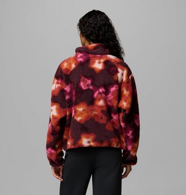 Women's Helvetia II Cropped Sherpa Half Snap Printed Fleece, Color: Red Oxide, Dyeflower, image 3