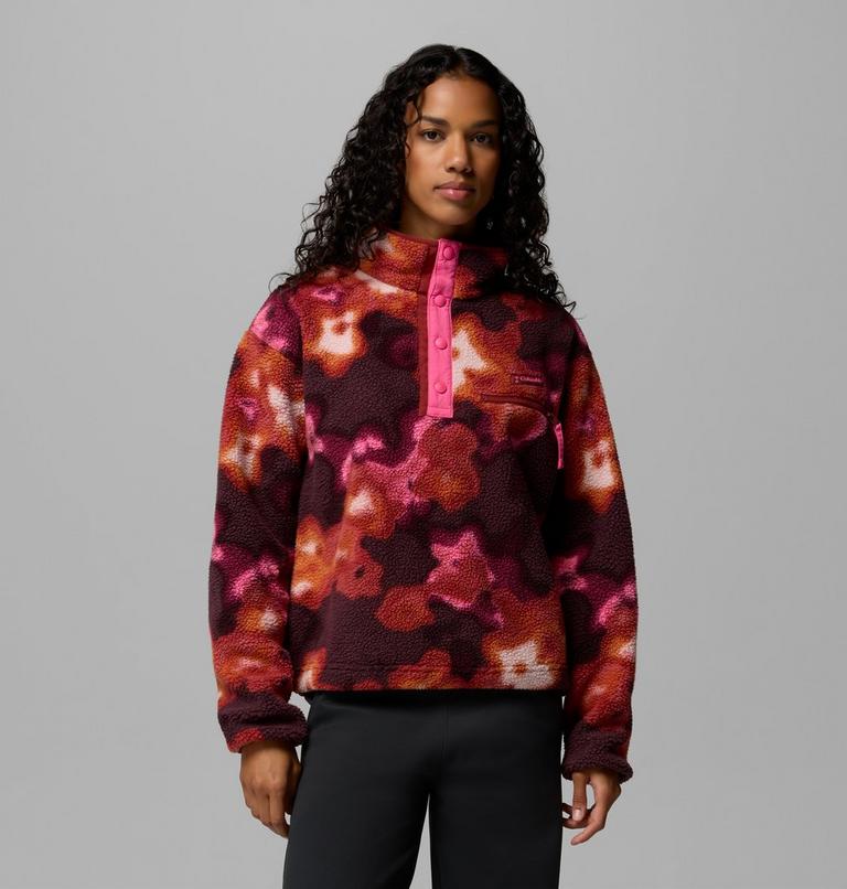 Helvetia II gecropptes Sherpa Half Snap Fleece mit Print f&uuml;r Frauen, Color: Red Oxide, Dyeflower, image 1