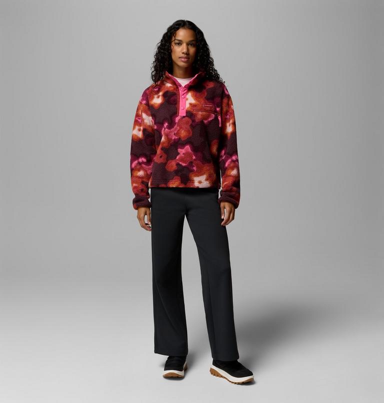 Helvetia II gecropptes Sherpa Half Snap Fleece mit Print f&uuml;r Frauen, Color: Red Oxide, Dyeflower, image 2