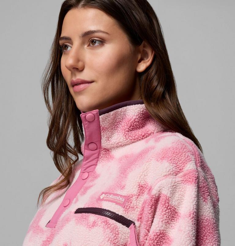 Women's Helvetia II Cropped Sherpa Half Snap Printed Fleece, Color: Rosette, Sprayflower, image 5