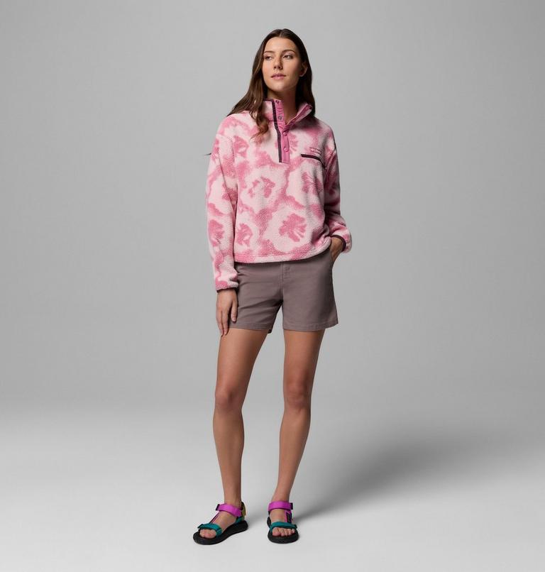 Women's Helvetia II Cropped Sherpa Half Snap Printed Fleece, Color: Rosette, Sprayflower, image 2