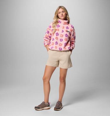 Polaire Sherpa Courte Semi-boutonn&eacute;e avec Imprim&eacute; Helvetia II Femme, Color: Pink Sand, image 128