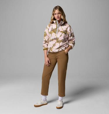 Women's Helvetia II Cropped Sherpa Half Snap Printed Fleece, Color: Pink Agate, Florascope, image 26