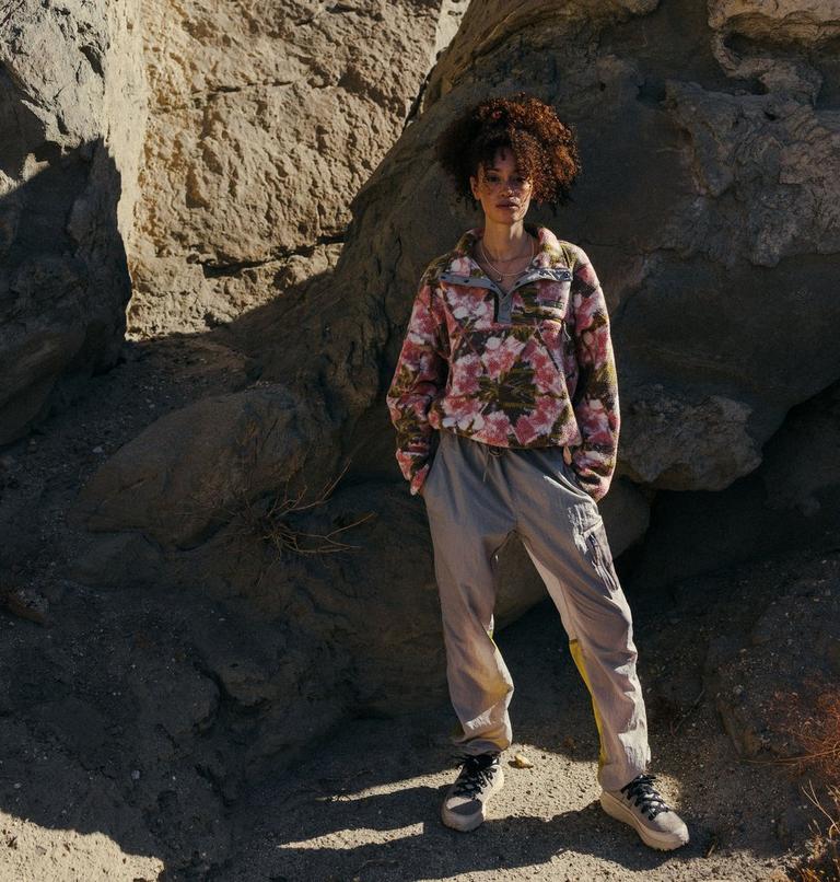 Forro polar sherpa corto con cierre medio y estampado Helvetia II para mujer, Color: Pink Agate, Florascope, image 7