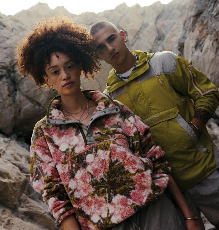 Forro polar sherpa corto con cierre medio y estampado Helvetia II para mujer, Color: Pink Agate, Florascope, image 9