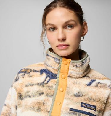 Polaire Sherpa Courte Semi-boutonnée avec Imprimé Helvetia II Femme, Color: Lemon Wash Roaming, image 4