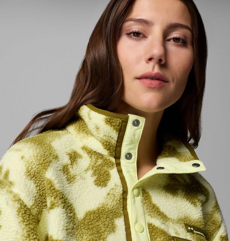 Women's Helvetia II Cropped Sherpa Half Snap Printed Fleece, Color: Citron Haze, Sprayflower, image 5
