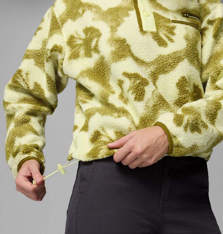 Women's Helvetia II Cropped Sherpa Half Snap Printed Fleece, Color: Citron Haze, Sprayflower, image 6