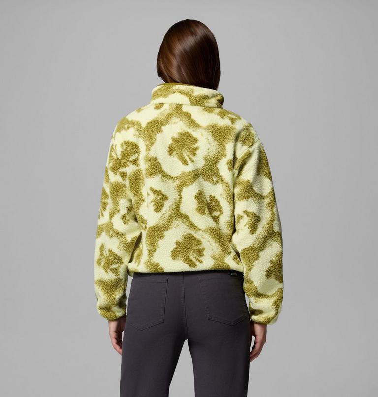 Women's Helvetia II Cropped Sherpa Half Snap Printed Fleece, Color: Citron Haze, Sprayflower, image 3