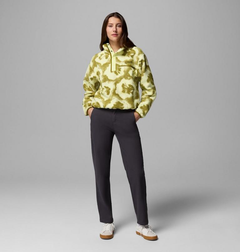 Women's Helvetia II Cropped Sherpa Half Snap Printed Fleece, Color: Citron Haze, Sprayflower, image 2