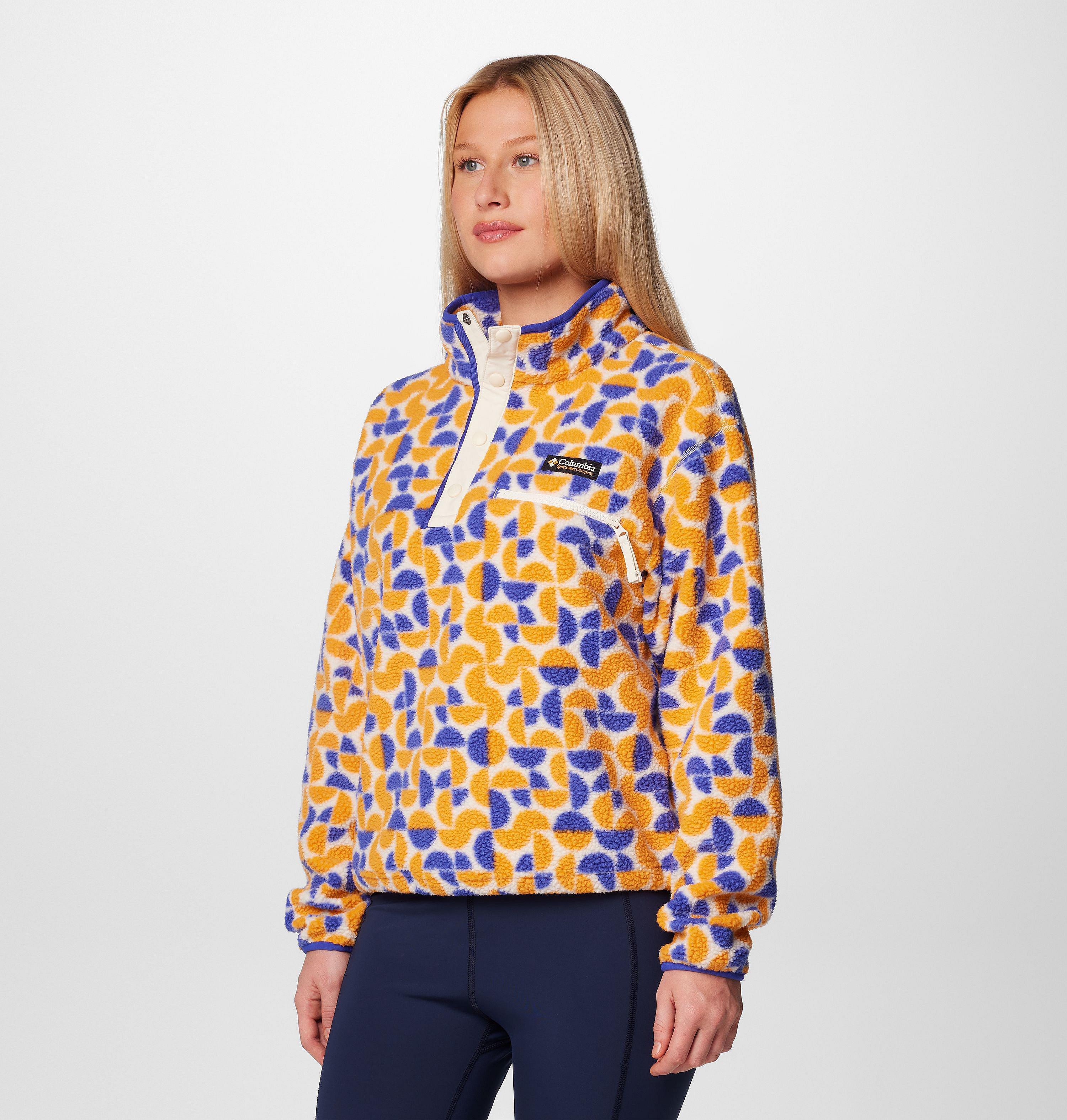 Women's Helvetia II Printed Cropped Half Snap Fleece Pullover 4