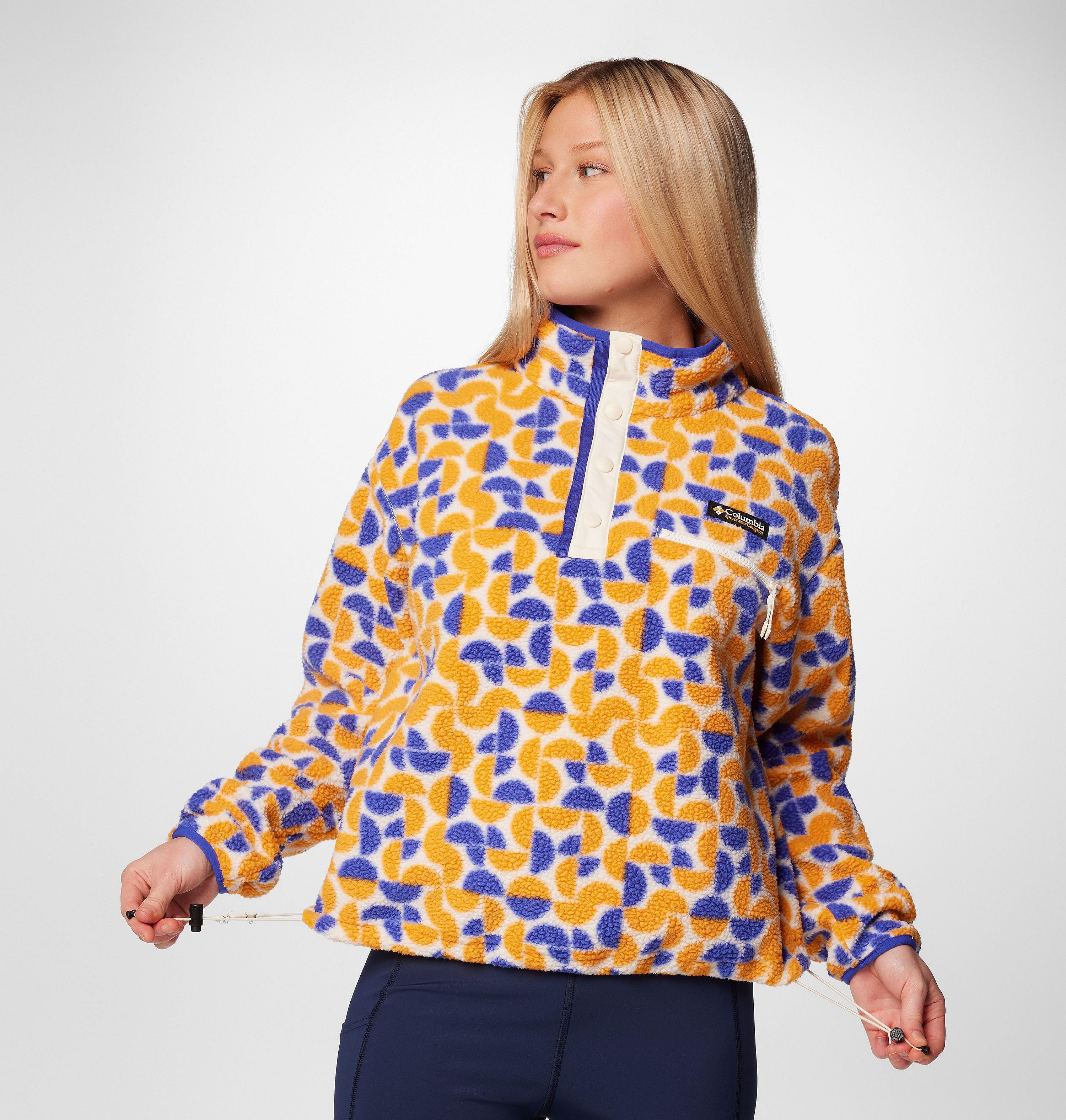 Women's Helvetia II Printed Cropped Half Snap Fleece Pullover 6