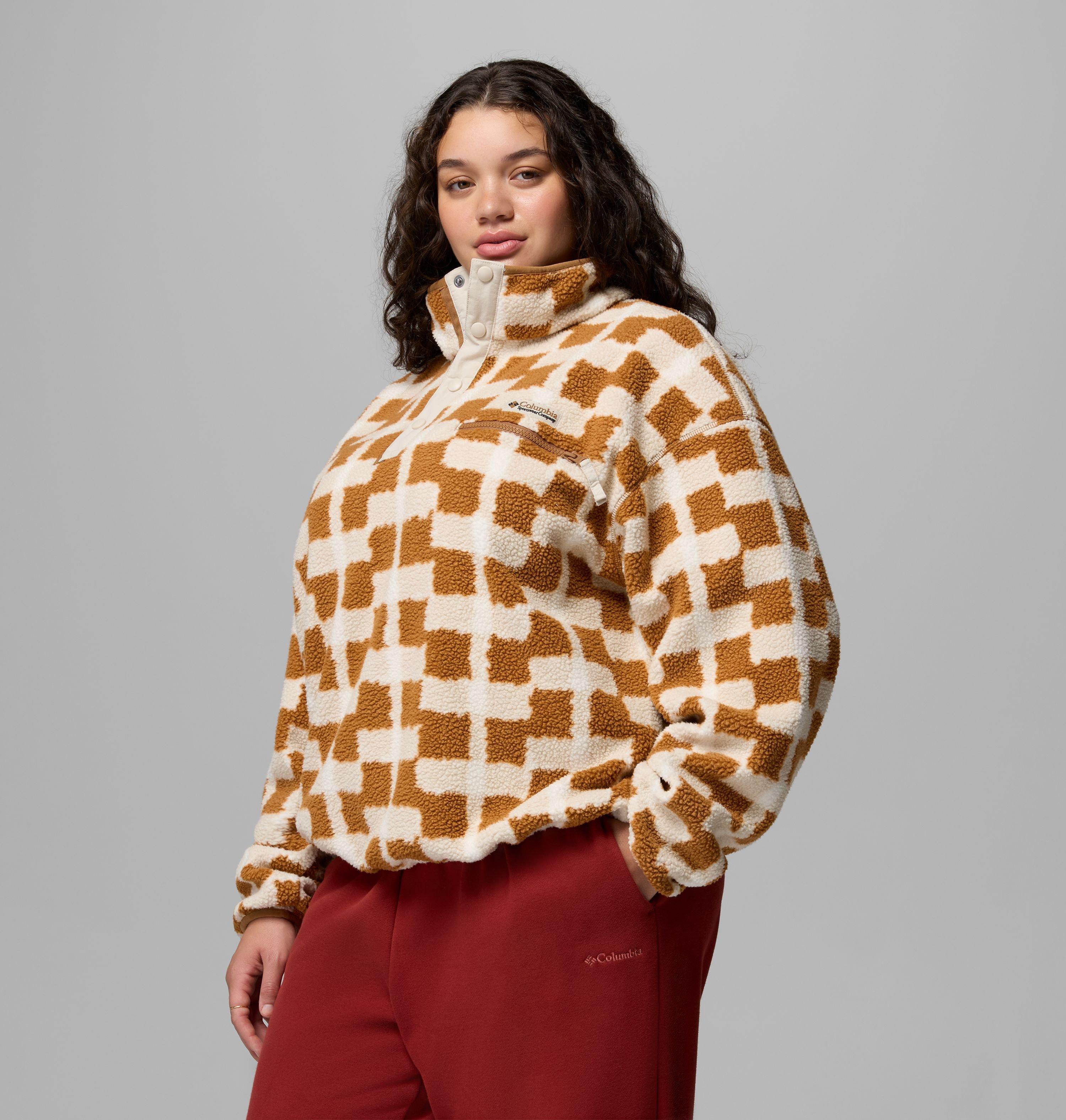 Women's Helvetia II Printed Cropped Half Snap Fleece Pullover - Plus Size 4