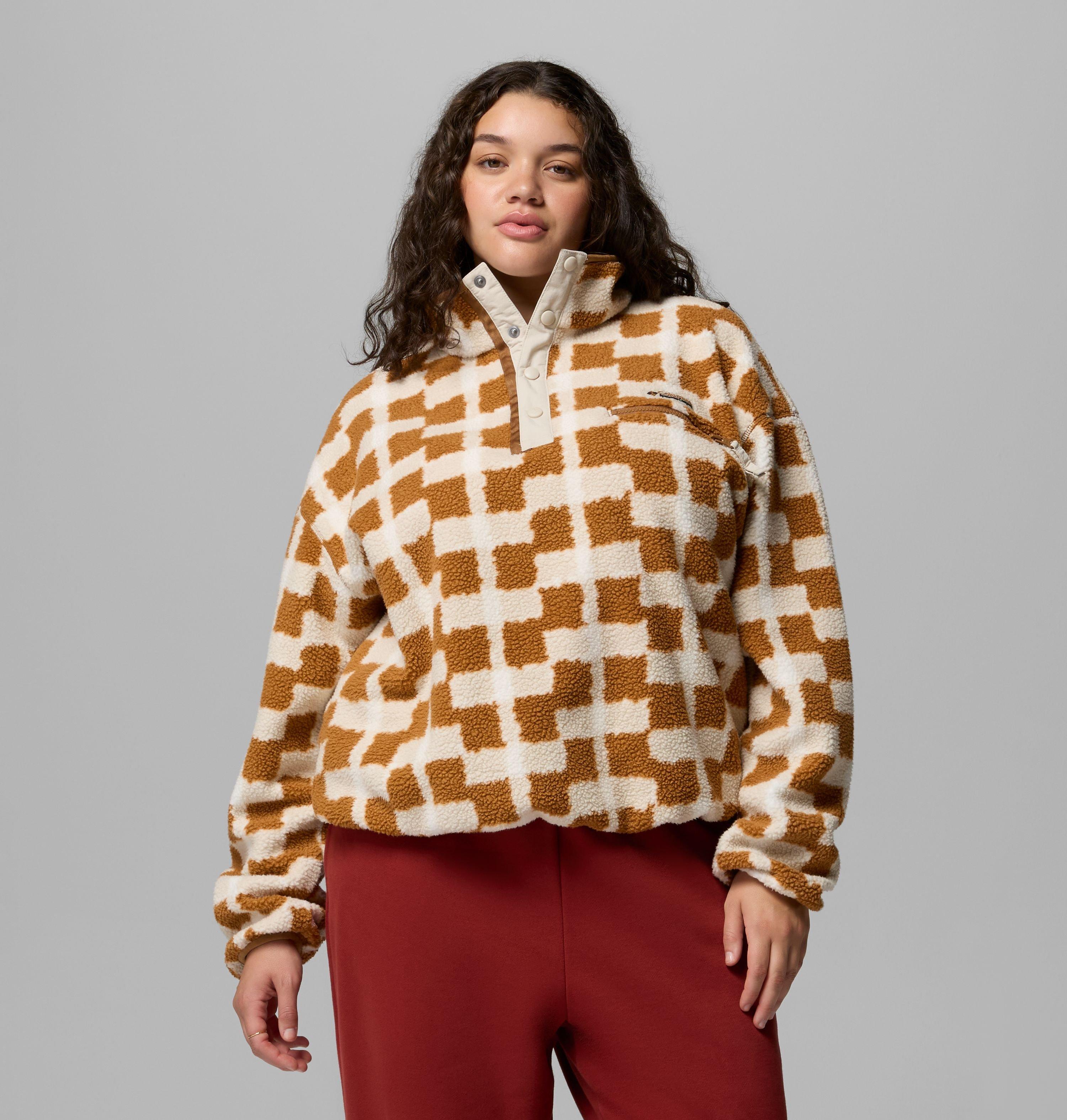 Women's Helvetia II Printed Cropped Half Snap Fleece Pullover - Plus Size 1