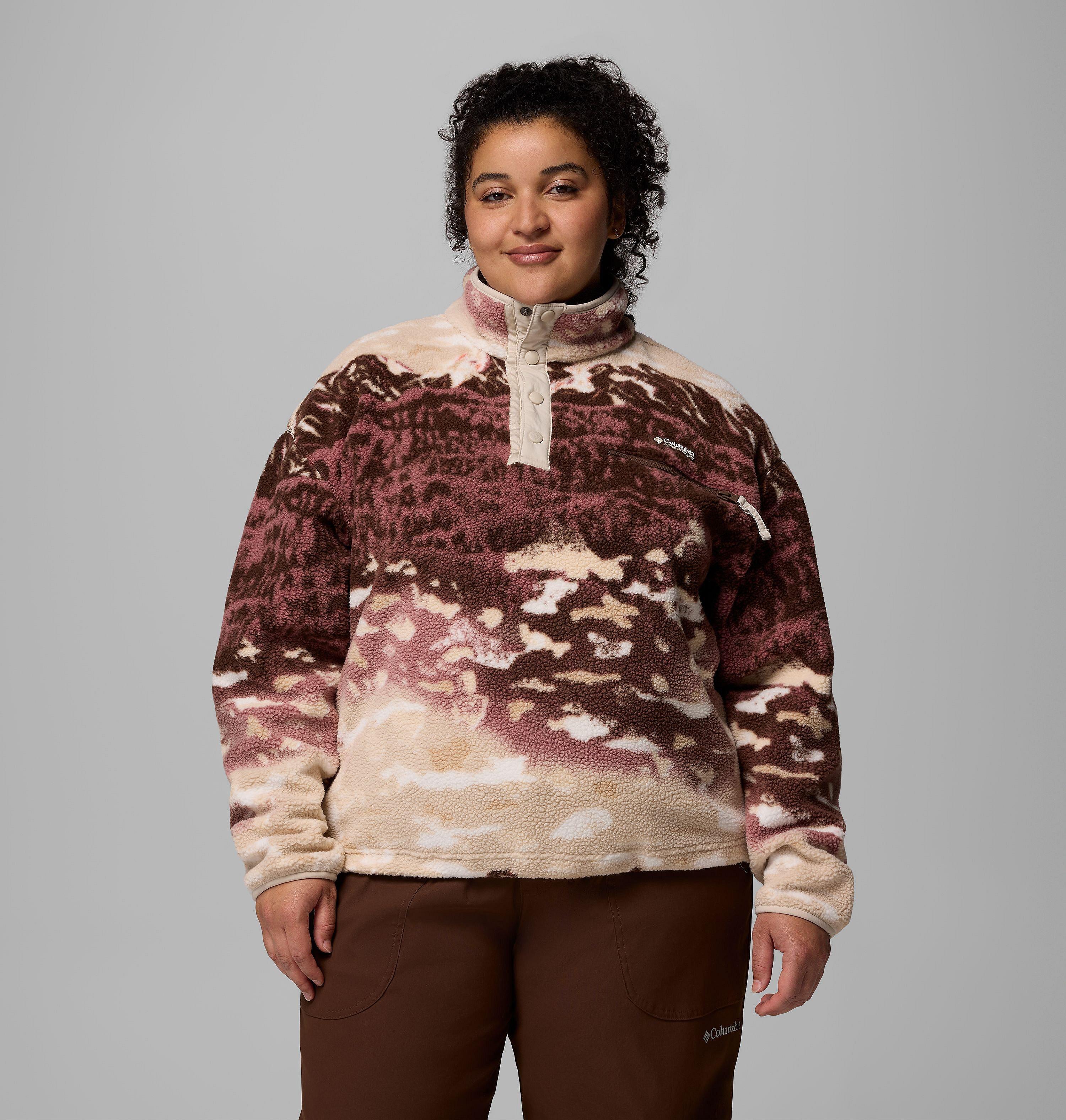 Women's Helvetia II Printed Cropped Half Snap Fleece Pullover