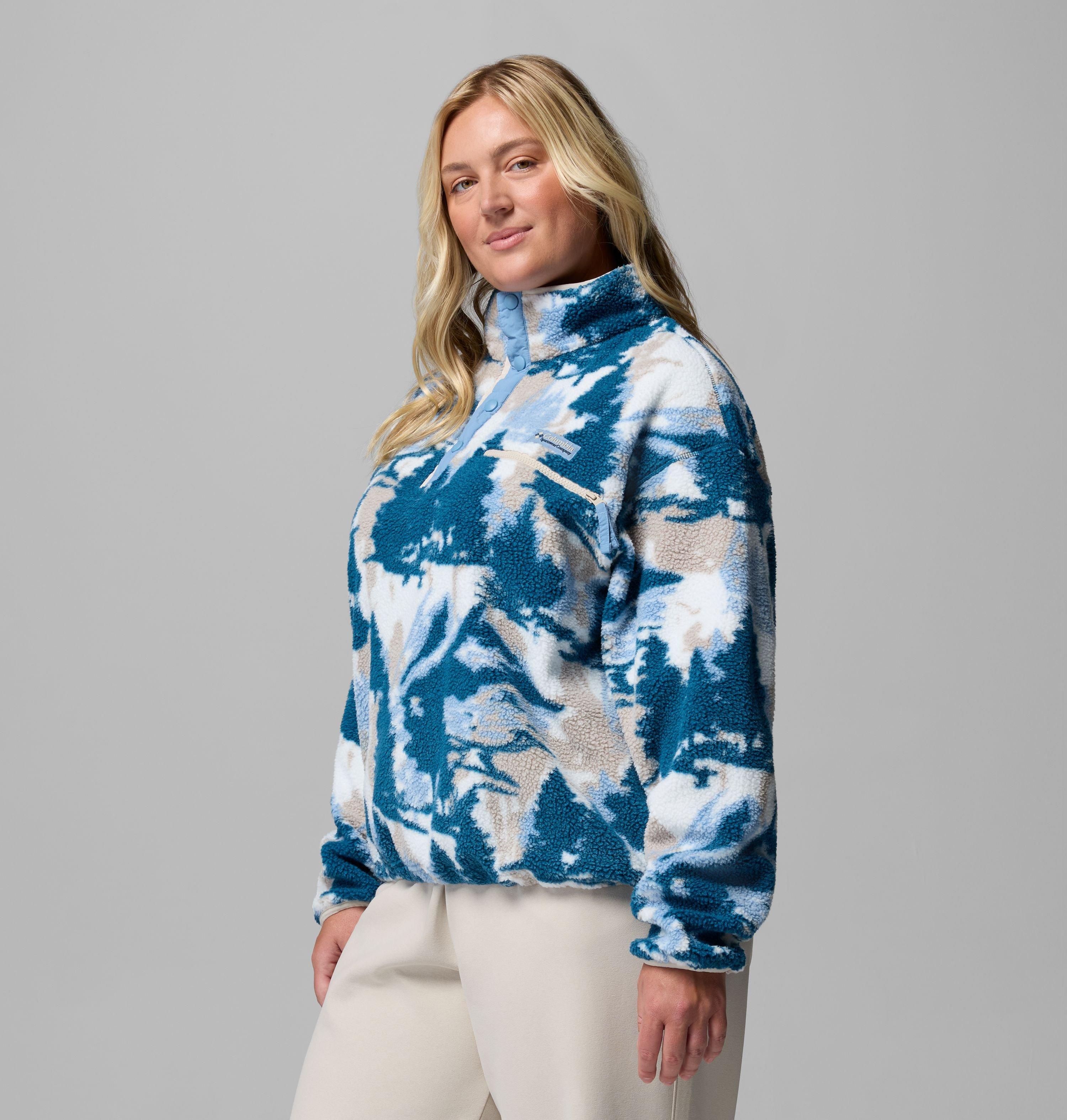 Women's Helvetia II Printed Cropped Half Snap Fleece Pullover - Plus Size | 442 | 3X 4
