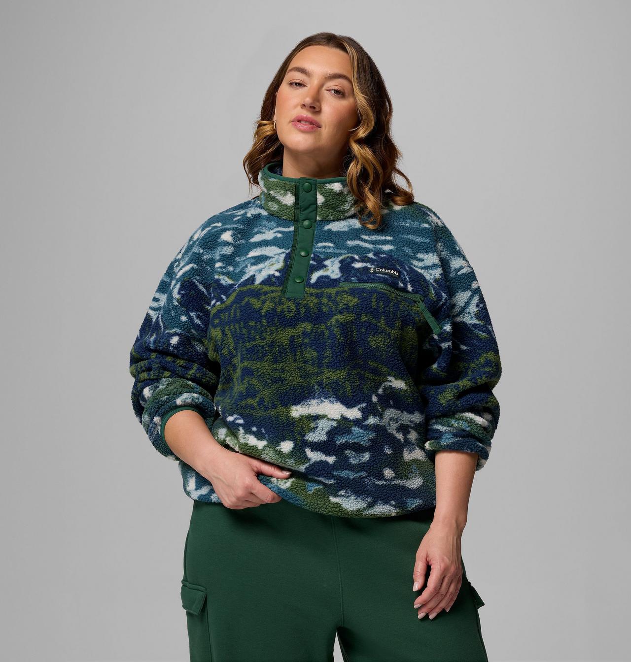 Women's Helvetia™ II Printed Cropped Half Snap Fleece Pullover 5