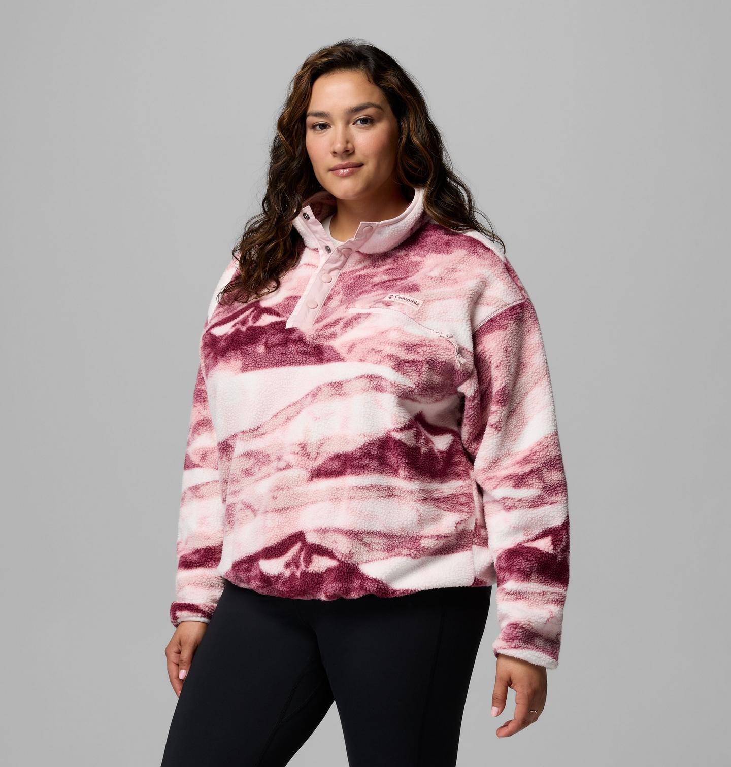 Женский свитер Columbia Helvetia II Printed Cropped Half Snap Fleece Pullover - Plus Size, цвет: Лиловый — фото 4