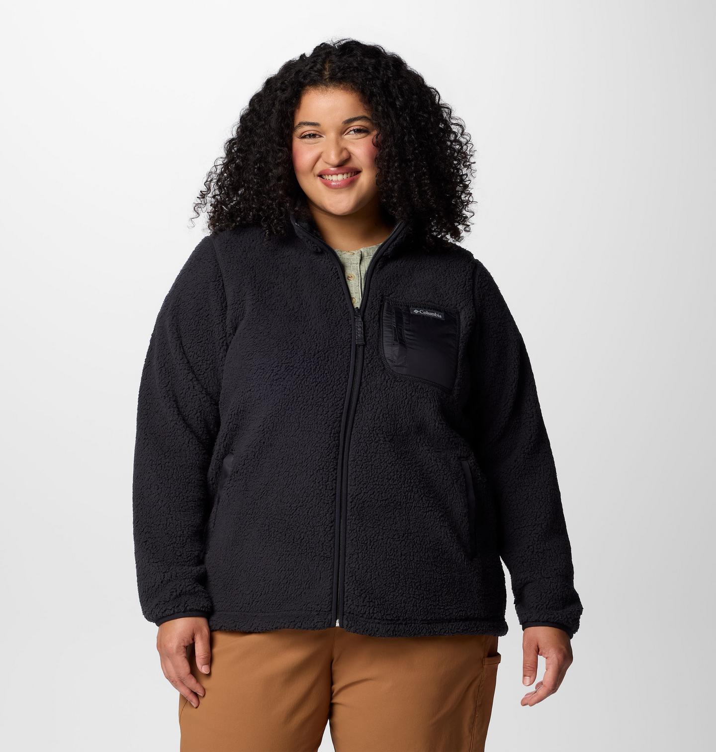 Женская куртка Columbia West Bend Full Zip II Fleece Jacket - Plus Size, цвет: Чёрный, вариант 1 — фото 1