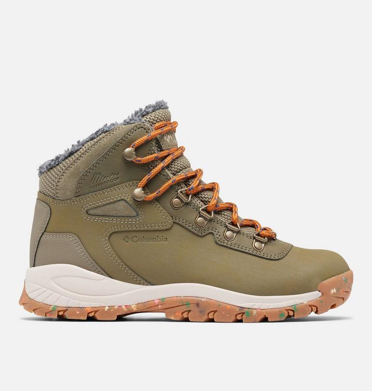 Women's Newton Ridge III Omni-Heat Waterproof Winter Hiking Boot, Color: Stone Green, Canyon Sun, image 1