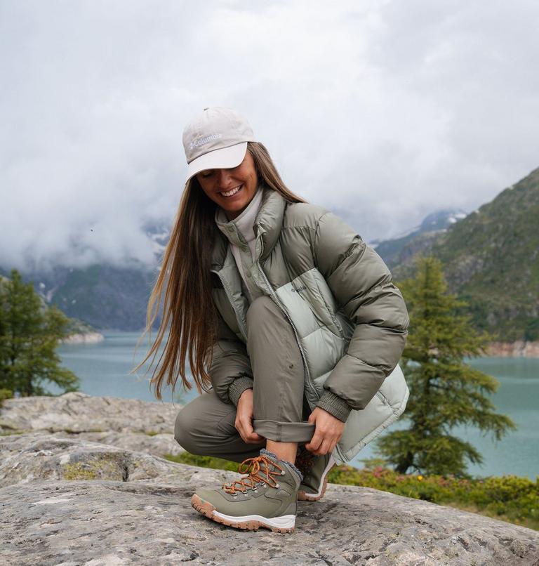 Women's Newton Ridge III Omni-Heat Waterproof Winter Hiking Boot, Color: Stone Green, Canyon Sun, image 11