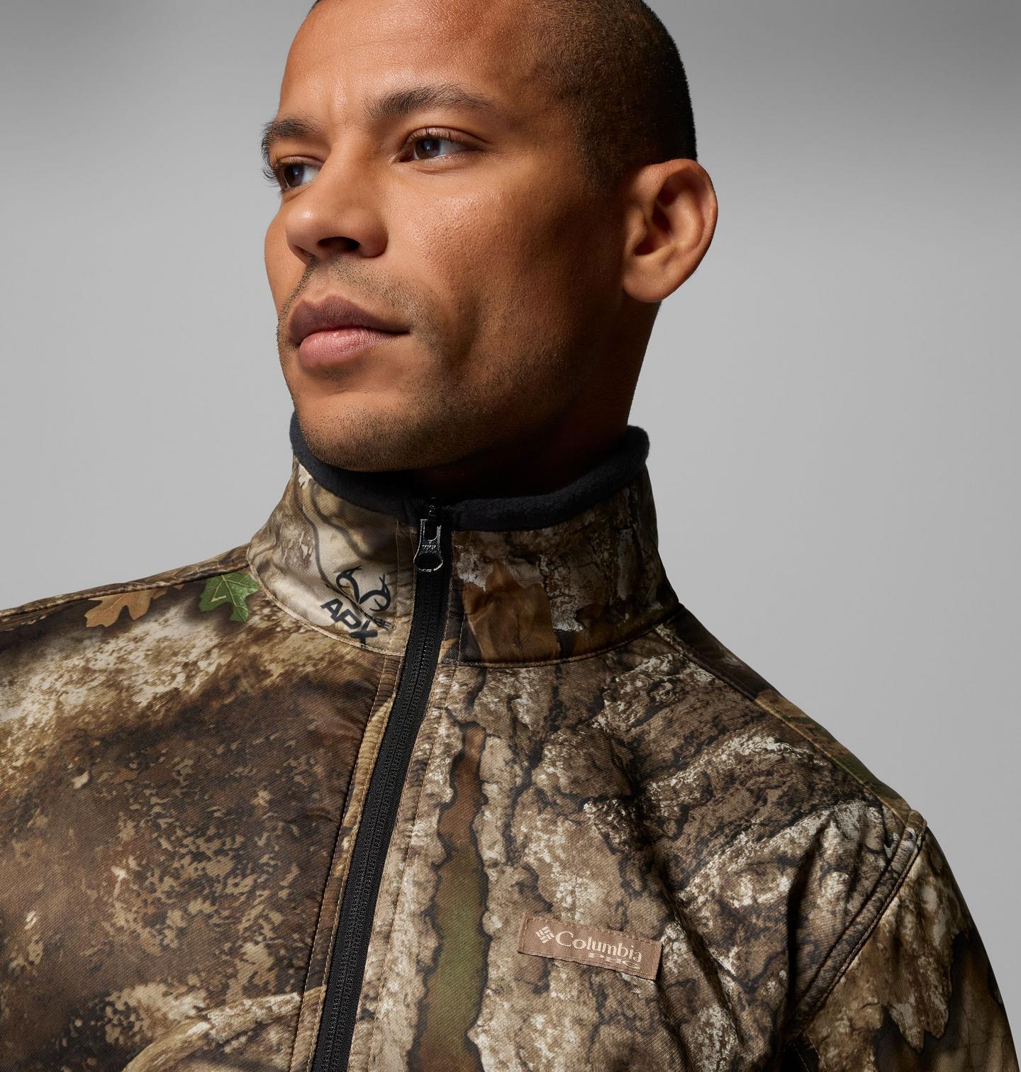 Мужской свитер Columbia PHG Fleece Overlay II Quarter Zip Fleece Pullover, цвет: Чёрный / Realtree Apx — фото 4
