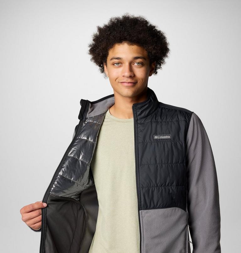 Men's Basin Butte II Hybrid Fleece Jacket, Color: City Grey, Black, image 6
