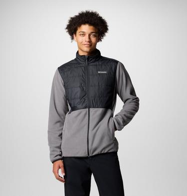 Chaqueta de forro polar híbrido Basin Butte II para hombre, Color: City Grey, Black, image 7