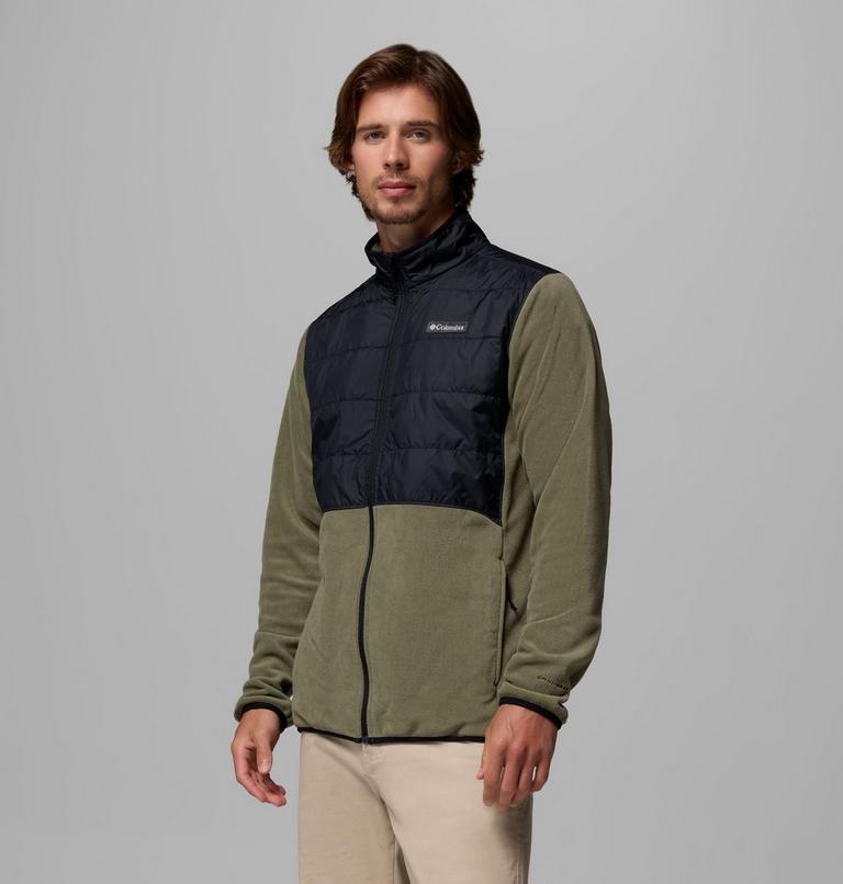 Men's Basin Butte II Hybrid Fleece Jacket, Color: Stone Green, Black, image 4