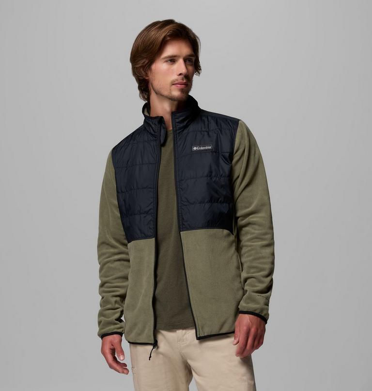 Men's Basin Butte II Hybrid Fleece Jacket, Color: Stone Green, Black, image 5