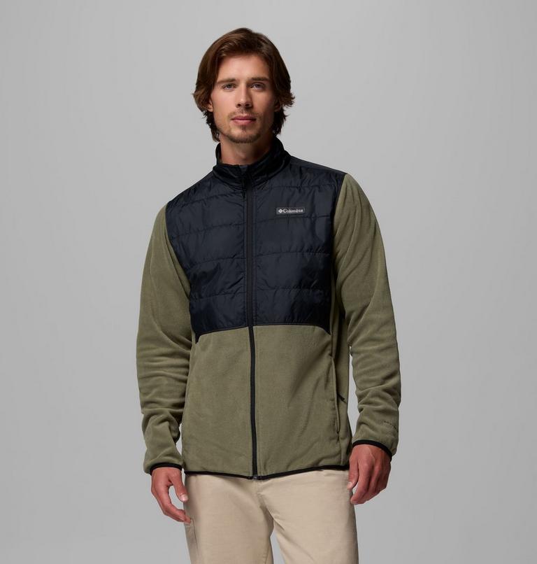 Men's Basin Butte II Hybrid Fleece Jacket, Color: Stone Green, Black, image 1