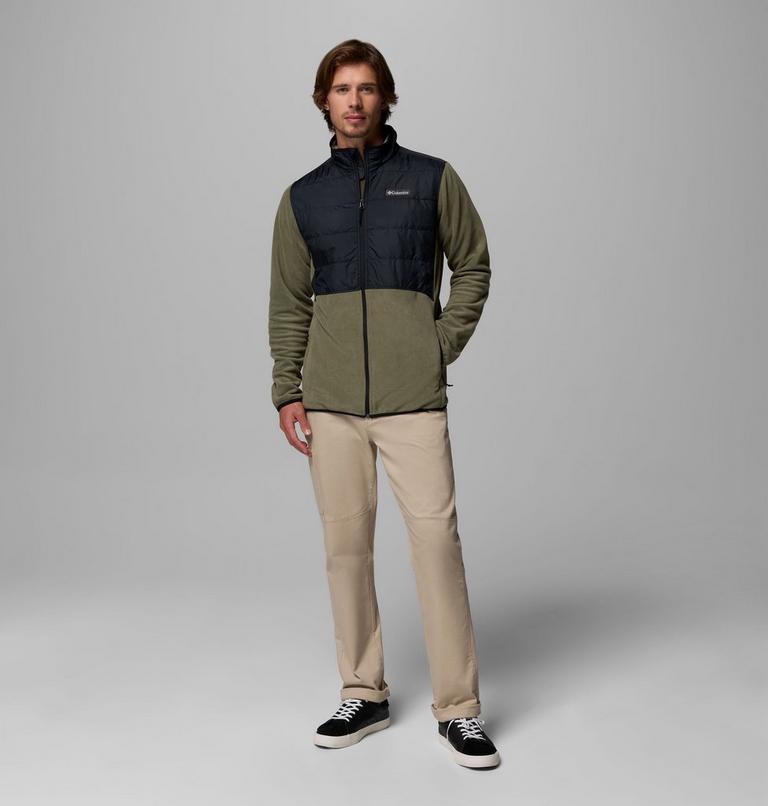 Men's Basin Butte II Hybrid Fleece Jacket, Color: Stone Green, Black, image 2