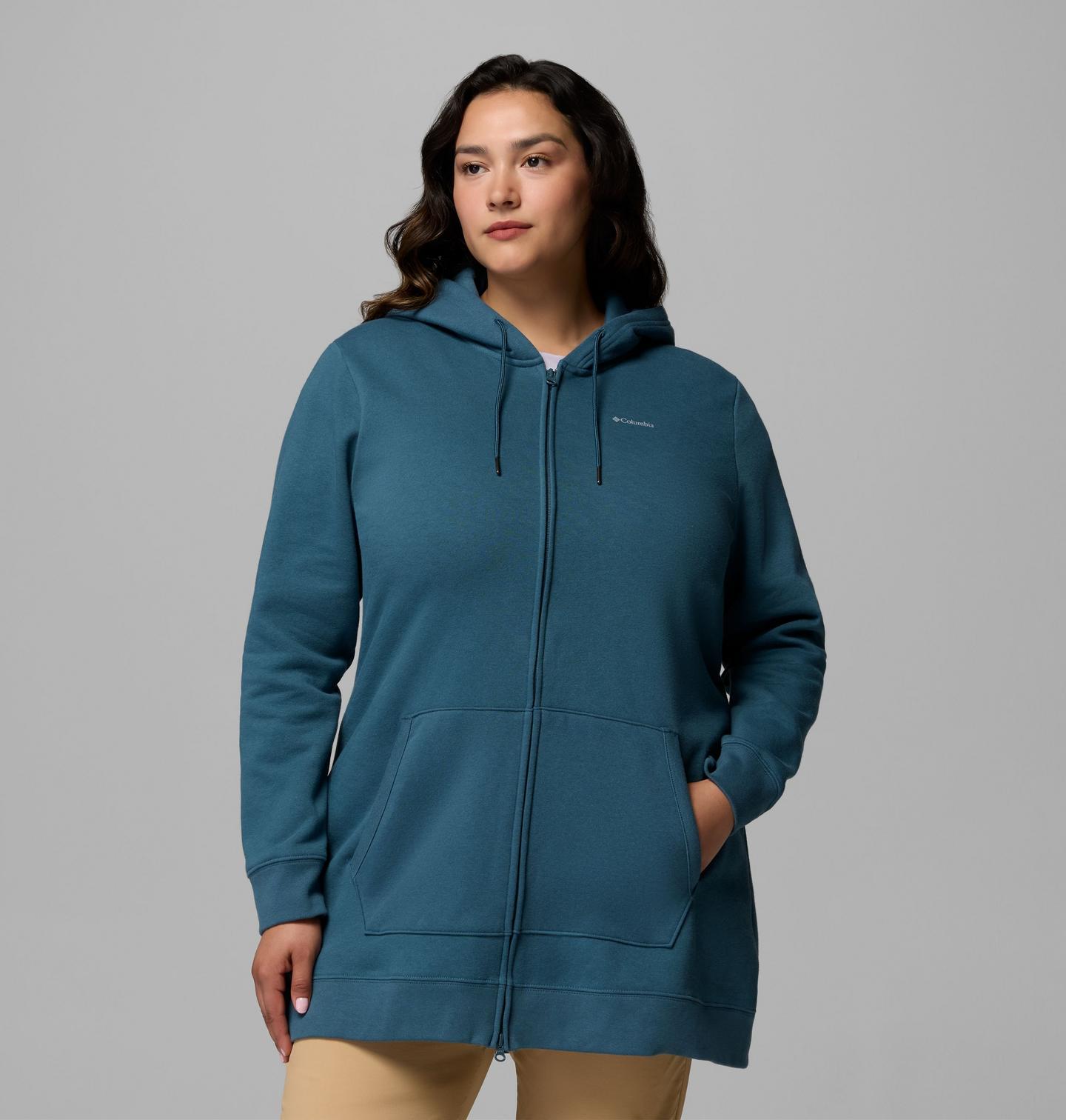 Женское худи Columbia Burr Trail Long Full Zip - Plus Size, цвет: Синий — фото 1