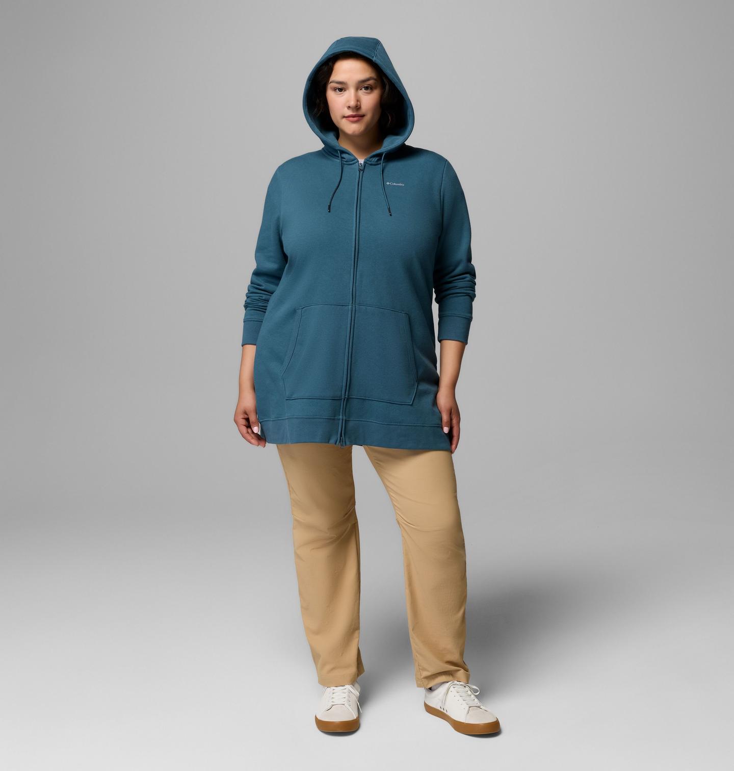Женское худи Columbia Burr Trail Long Full Zip - Plus Size, цвет: Синий — фото 2