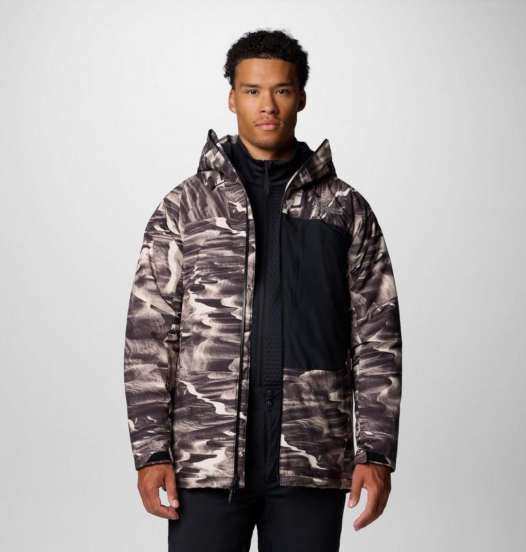 Men's Winter District III Printed Waterproof Ski Jacket, Color: Dark Stone Windblown Print, image 8