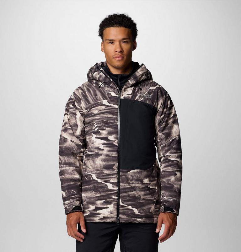 Men's Winter District III Printed Waterproof Ski Jacket, Color: Dark Stone Windblown Print, image 1
