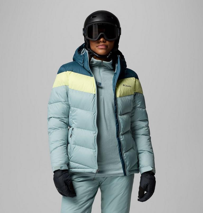 Women's Abbott Peak Insulated Waterproof Ski Jacket, Color: Crushed Blue, Everblue, Citron Haze, image 12