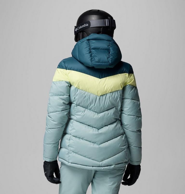 Women's Abbott Peak Insulated Waterproof Ski Jacket, Color: Crushed Blue, Everblue, Citron Haze, image 3